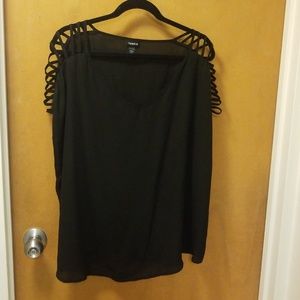Torrid Caged cold shoulder blouse